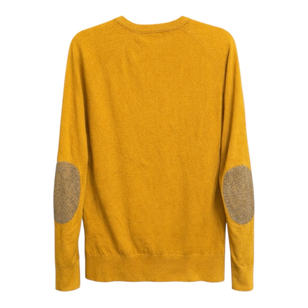 Banana Republic Elbow-Patch Men’s Crew Pullover Wool Blend Spicy Mustard Sz L - Picture 7 of 8
